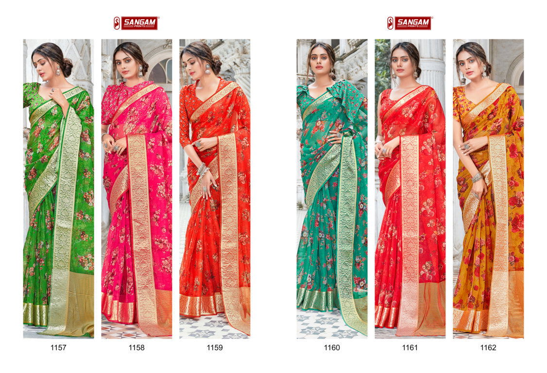 Sangam Angel Organza Festive Wear Latest Digital Printed Saree Collection